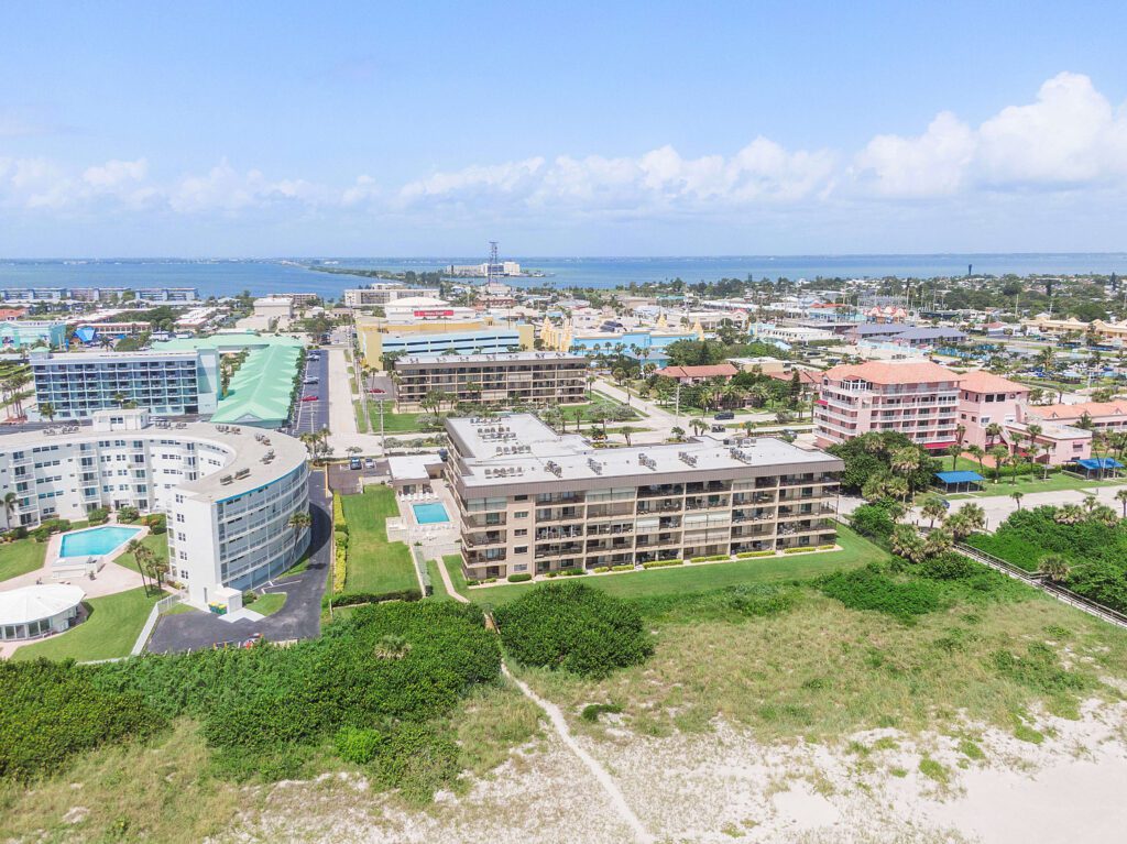 Cocoa-Beach-4100-Ocean-Beach-Blvd-Aerial-real-estate-photography-beach-and-building